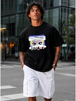 Tshirt męski oversize z nadrukiem bawełniany czarny model 22216238 - FashionStreet