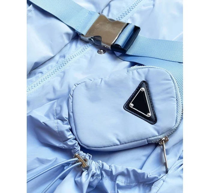 Svetlomodrá krátka dámska bunda s opaskom (AG3-03)