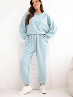 Dámska maslová súprava s voľnou mikinou a nohavicami s nápisom LOVE dark mint