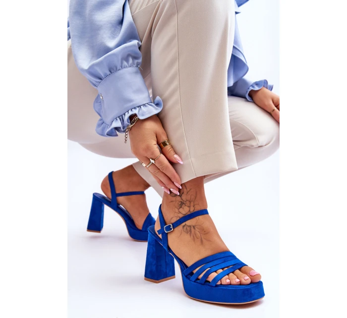 Dámské semišové sandály na platformě modré model 21613987 - Boto