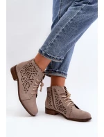 Dámské Šněrovací Botky  Beige model 21646147 - Zazoo