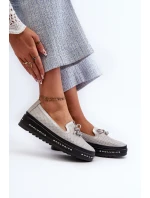 Lesklé Dámské Kozačky Kůže Na Platformě  Stříbrné model 21660111 - S.Barski