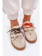 Sneakersy Damskie Z Podwójnym Sznurowaniem Panterka Beżowe Ollabes Sneakersy Damskie Z Podwójnym Sznurowaniem Panterka Beżowe Ollabes