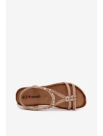 Dámské ploché sandály s pásky Béžové Zelda