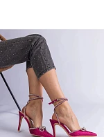 Dámske lodičky na podpätku H2810 Dark pink glitter - BELLAMICA shoes
