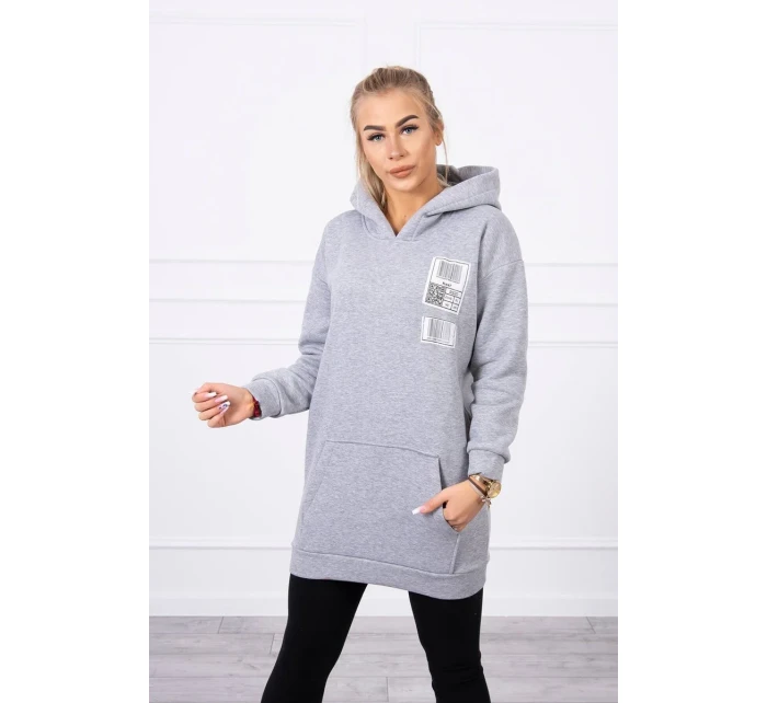 Mikina s kapucňou a nášivkami sivá