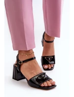 Elegantní Lakované Sandály Na Podpatku Černé D&A model 21659766 - S.Barski