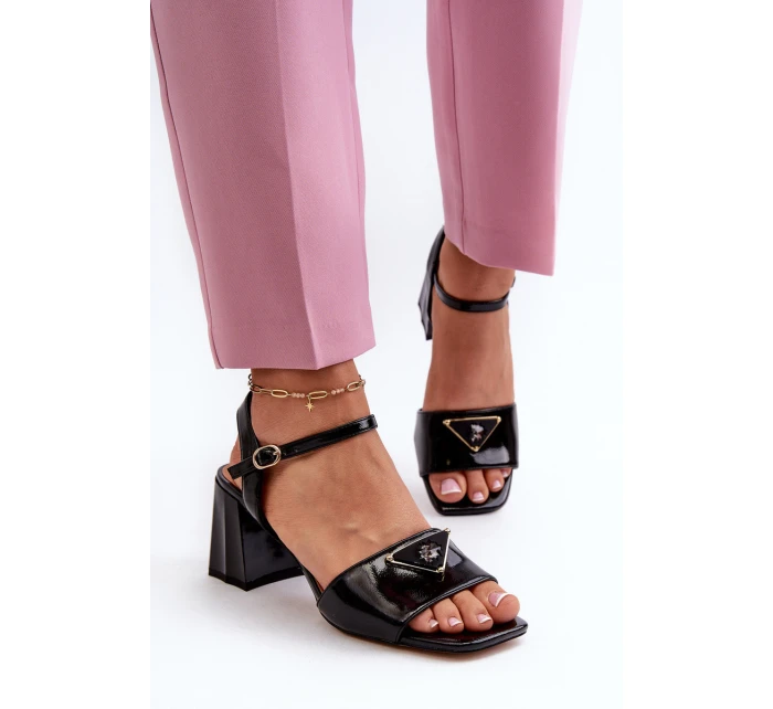 Elegantní Lakované Sandály Na Podpatku Černé D&A model 21659766 - S.Barski