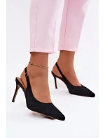 Dámské sandály na podpatku z přírodního semiše černé Kandy