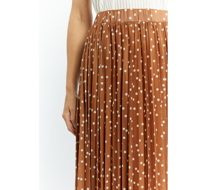 Monnari Sukňa Plisovaná midi sukňa s jemnými bodkami Multi Brown