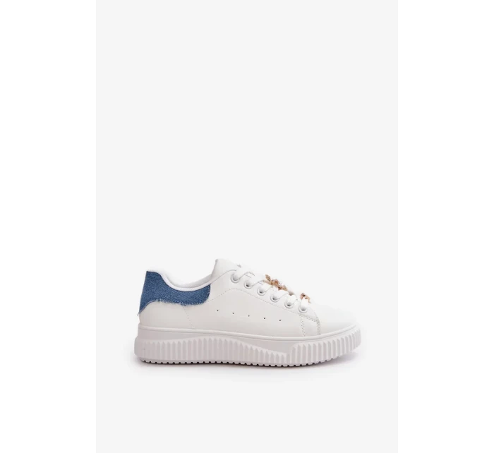 Nízke tenisky z ekokože s odznakmi bielej a modrej farby Cillione Nízke tenisky z ekokože s odznakmi bielej a modrej farby Cillione