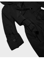 Dámska čierna bunda Goodlookin s ohrnutými rukávmi (B8556-1)