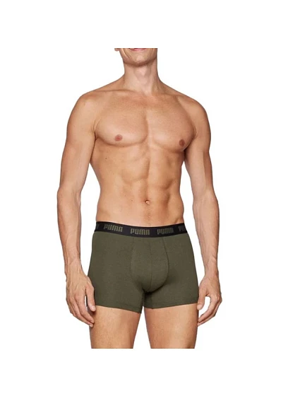 Pánské boxerky Puma 2-Pack khaki černá pohodlná bavlna