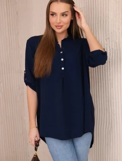 Blúzka s predĺženým zadným dielom navy