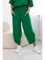 Súprava bavlnená blúzka + nohavice zelená
