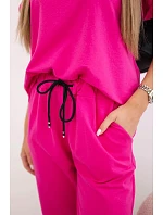 Súprava bavlnená blúzka + nohavice ružová