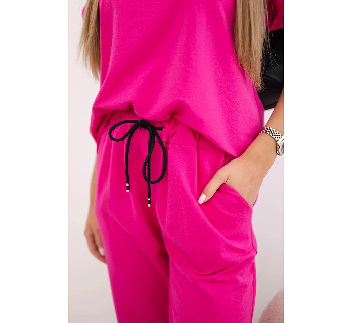 Súprava bavlnená blúzka + nohavice ružová