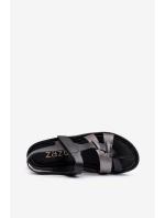 Zazoo 40397 Damskie Skórzane Sandały Na Platformie Czarne