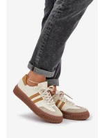 Zazoo N1068S6 Skórzane Niskie Sneakersy Damskie Na Platformie Beżowe