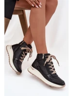 Sportovní dámské boty na platformě z přírodní kůže model 21713749 Černé - Zazoo