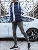 Pánská prošívaná vesta s kapucí tmavě modrá Dstreet model 21963879 - FashionStreet