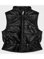 Krátke čierne dámske tielko s okrúhlym výstrihom S'West (B8178-1) Krátke čierne dámske tielko s okrúhlym výstrihom S'West (B8178-1)