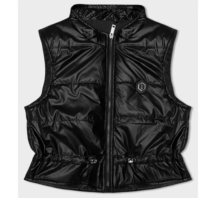 Krátke čierne dámske tielko s okrúhlym výstrihom S'West (B8178-1) Krátke čierne dámske tielko s okrúhlym výstrihom S'West (B8178-1)