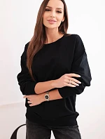 Dámska základná bavlnená mikina s okrúhlym výstrihom čierna