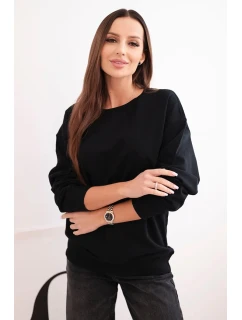 Dámska základná bavlnená mikina s okrúhlym výstrihom čierna