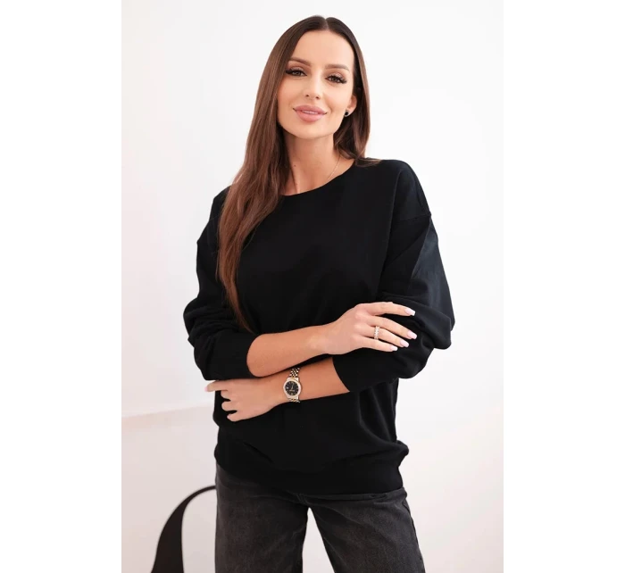 Dámska základná bavlnená mikina s okrúhlym výstrihom čierna