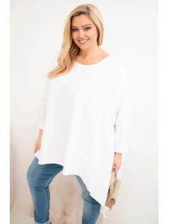 Dámska bavlnená tunika s asymetrickou spodnou časťou biela