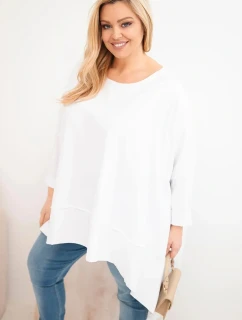 Dámska bavlnená tunika s asymetrickou spodnou časťou biela
