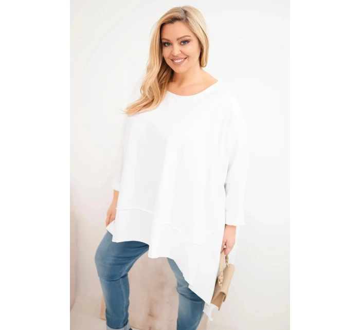 Dámska bavlnená tunika s asymetrickou spodnou časťou biela