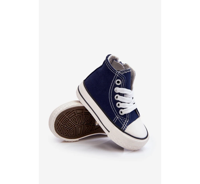Dziecięce Wysokie Trampki Z Zamkiem Granatowe Filemon Dziecięce Wysokie Trampki Z Zamkiem Granatowe Filemon