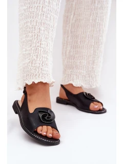 Połyskujące Sandały Damskie Z Ozdobą S.Barski KV51-006 Czarne