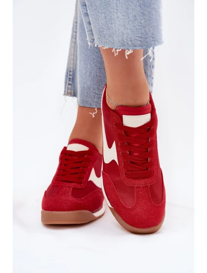 Buty Sportowe Sneakersy Damskie Czerwone Zerina