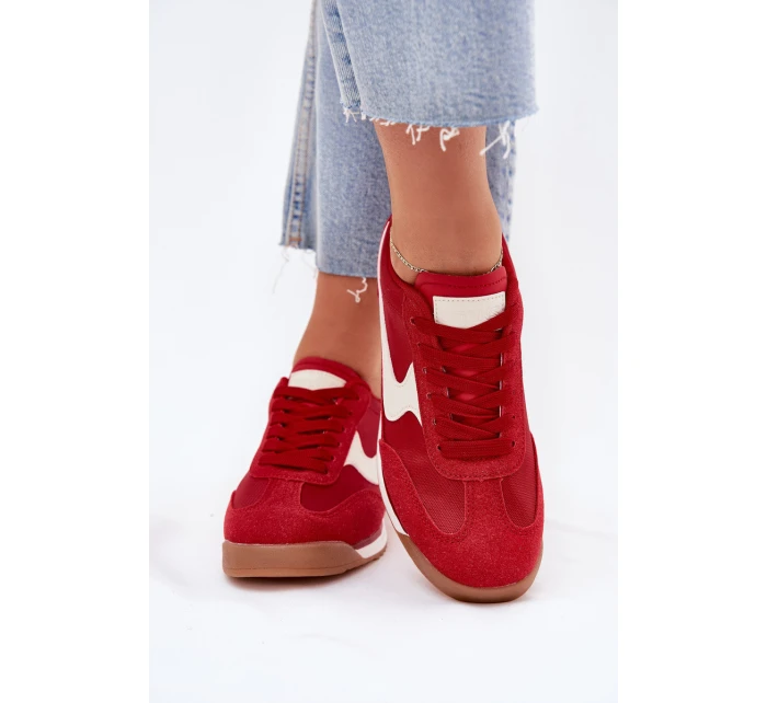 Buty Sportowe Sneakersy Damskie Czerwone Zerina