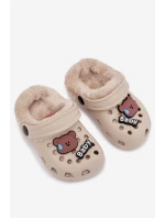Pěnové dětské pantofle s kožíškem a přezkami Khaki model 21793985 - Boto Pěnové dětské pantofle s kožíškem a přezkami Khaki model 21793985 - Boto
