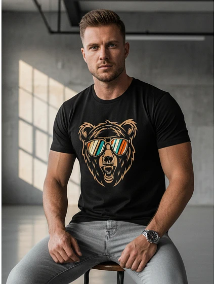Tshirt męski z nadrukiem  czarny model 22170602 - FashionStreet