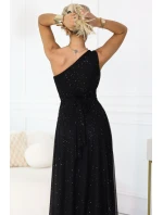 model 21941593 Dlouhé třpytivé večerní šaty na jedno rameno klasické černé - numoco basic model 21941593 Dlouhé třpytivé večerní šaty na jedno rameno klasické černé - numoco basic