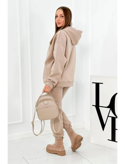 Izolovaná bavlnená súprava, mikina + nohavicami Brooklyn tmavo béžová