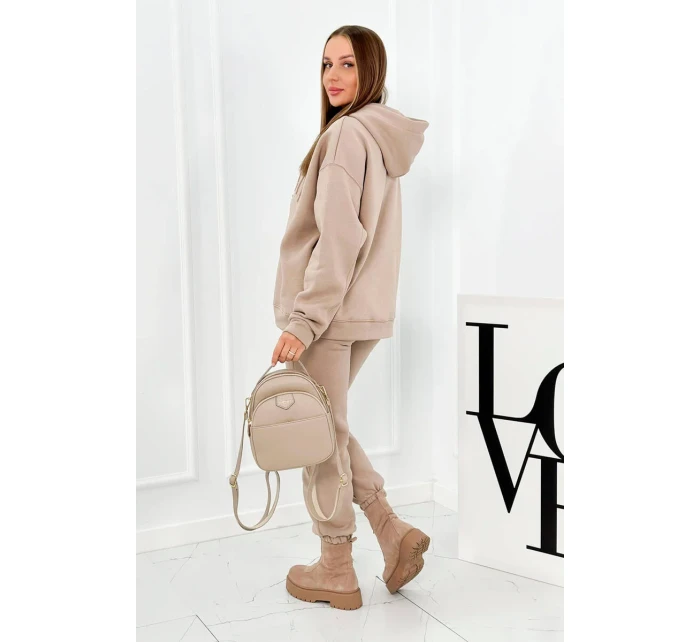 Izolovaná bavlnená súprava, mikina + nohavicami Brooklyn tmavo béžová