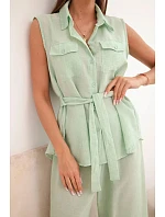 Dámský komplet s halenkou na zavazování a širokými kalhotami model 22104031 - K-Fashion