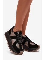 Zamszowe Sneakersy Damskie Ocieplane Na Platformie Big Star OO274A217 HI-POLY SYSTEM Czarne