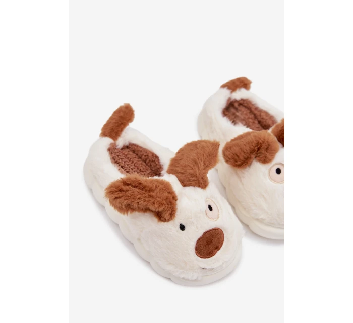 Dětské chlupaté bačkory pejskové hnědé Farnise