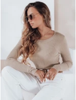 Dámský žebrovaný svetr béžový Dstreet model 21990957 - FashionStreet