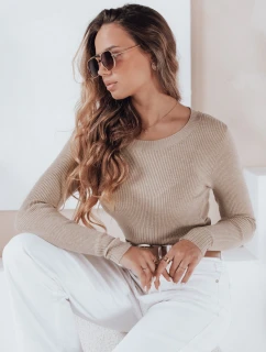 Dámsky rebrovaný sveter NOLVIE beige FashionStreet MY2496