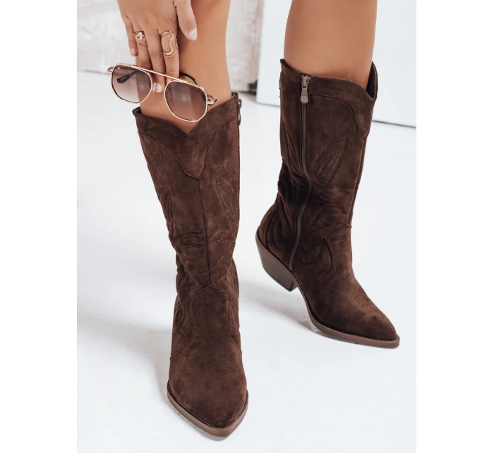 Dámske semišové kovbojské čižmy hnedé FashionStreet ZY1160