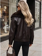 Kurtka damska skórzana zimowa z futerkiem brązowa model 22371815 - FashionStreet