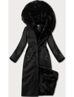 Dámska čierna teplá zimná bunda s dĺžkou po kolená Libland (7643)